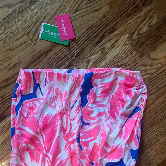 Lilly Pulitzer Pink and Blue Leaf Print Skirt - Picture 2 of 7